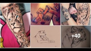 29 Tatuajes de Leonas y Leones protegiendo a sus Cachorros Madre Hijo [upl. by Ahsinotna]