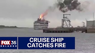 Cruise ship catches fire in Florida port [upl. by Seligmann]