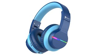 Review iClever BTH12 Wireless Kids Headphones Colorful LED Lights Kids Headphones with 748594dB [upl. by Eben]