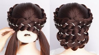 New Style Bun Hairstyle For Wedding Function  Easy Hairstyle For Reception Party [upl. by Macfarlane]