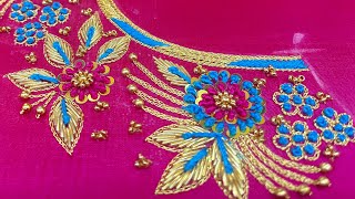 Zardosi work tutorial video for beginners ❤️Aari work tutorial video for beginner maggamwork👌 [upl. by Lenwood]