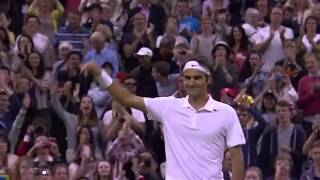 Federer enjoys the win v Muller  Wimbledon 2014 [upl. by Aicala]