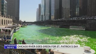 Chicago River goes green for St Patricks Day [upl. by Rodrique]