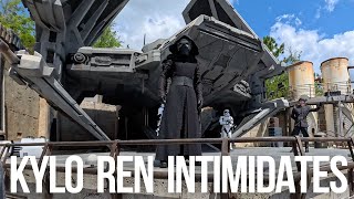 Kylo Ren Intimidates the Crowd at Galaxys Edge  Disneys Hollywood Studios [upl. by Rebah]