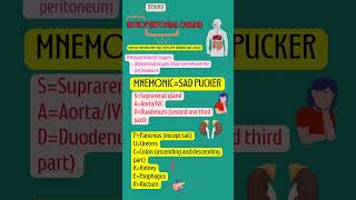 HOW TO REMEMBER🧠 retroperitoneal organs EASY MNEMONIC📚 [upl. by Lowe]