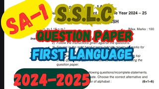 SA1 Question Paper  First Language English  SSLC 202425  Class 10th SA1 English Question Paper [upl. by Dallis]