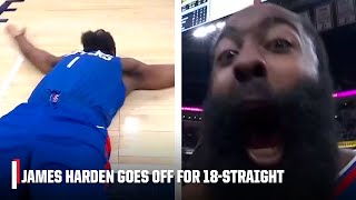 James Harden GETS HYPED after 18points STRAIGHT in the 4th 🔥  NBA on ESPN [upl. by Nohtahoj795]