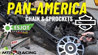 HARLEY PAN AMERICA CHAIN amp SPROCKET REPLACEMENT [upl. by Nanyt714]