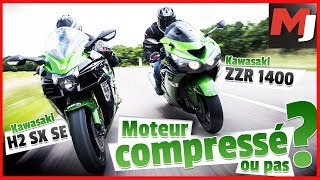 Alors ça pousse  Kawasaki ZZR1400 vs H2 SX  MOTO JOURNAL [upl. by Chatav]