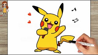 How to Draw Pikachu  Pokemon Easy Drawing Step by Step [upl. by Lahcym]