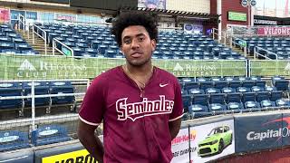 FSU Baseball  FR Myles Bailey on strong performance in first exhibition defensive improvements [upl. by Nide]