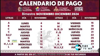 🚨💰 Pensión Bienestar Calendario OFICIAL de pago noviembrediciembre 2024 [upl. by Gaspar]