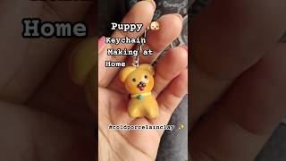 Puppy keychain making at home out of clay Clay keychain airdryclay homemadeclay shorts [upl. by Elpmid]