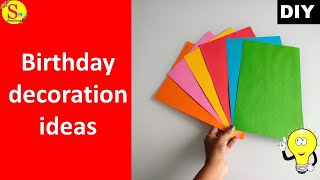 Paper craft ideas for Birthday Decoration  diy wall decor ideas using A4 colour papers [upl. by Nemsaj]