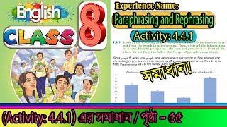 Class 8 English Activity 441  Paraphrasing and Rephrasing – 441 Solution [upl. by Vtarj221]