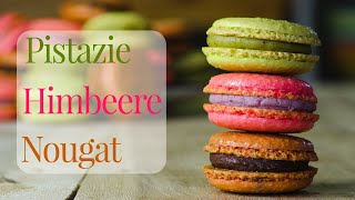 Ein Macaron drei Ganache Füllungen  Nougat Himbeere und Pistazie [upl. by Michaela116]