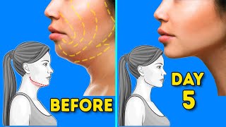 DOUBLE CHIN FAT amp FACE LIFT  5 DAYS FACE WORKOUT [upl. by Carn]