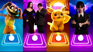 DOGDAY VS MORTICIA AND GOMEZ ADDAMS VS PIKACHU VS WEDNESDAY VS TILES HOP EDM RUSH [upl. by Nonnarb413]