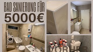 Badsanierung unter 5000€ Bad Renoviert mit Villeroy Boch Fliesen alles aus einer Hand günstig [upl. by Roinuj432]