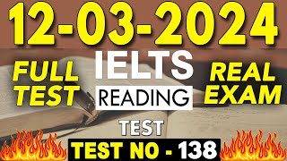 IELTS Reading Test 2024 with Answers  12032024  TEST NO  138 [upl. by Aibara]