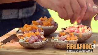 Portobellos gevuld met pompoen en spek FireampFood TV [upl. by Richara]