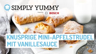 Mini Apfelstrudel mit Filoteig und selbstgemachter Vanillesoße 🍎  SIMPLY YUMMY Rezepte [upl. by Iolande]