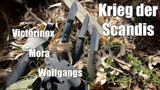 Kampf der Scandis  Mora Garberg vs Victorinox Master Mic L vs Wolfgangs Scandi [upl. by Bierman195]