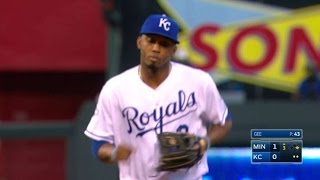 MINKC Hosmer starts an inningending double play [upl. by Aronle]