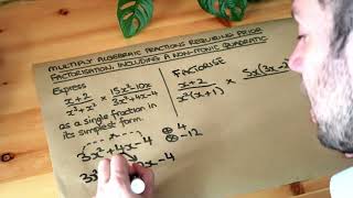 Multiply algebraic fractions requiring prior factorisation including a nonmonic quadratic [upl. by Amimej332]