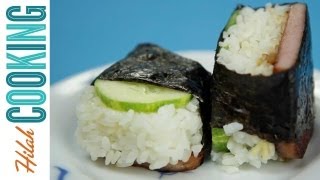 How to Make Spam Musubi Collab with Veggietorials  Hilah Cooking [upl. by Aticnemrac]