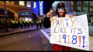 Red Sox fans celebrate outside Fenway Park [upl. by Aneetsirk482]