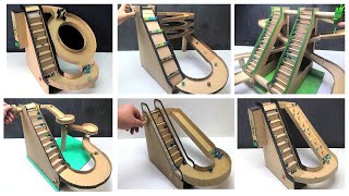 How to make Marble Run with escalator out of cardboard Compilation [upl. by Aileve659]