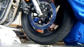 How to remove front wheel Suzuki GS500 [upl. by Tamarra]