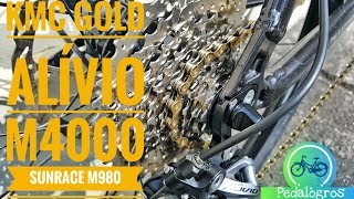 Review  Upgrade de Altus M370 pra Alívio M4000 M4060  Sunrace M980  KMC TiN 9V Gold [upl. by Yarezed]