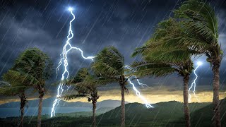 Tropical Storm Thunder and Rain Sounds  10 Hours White Noise  Helps You Sleep or Study [upl. by Rolyt]