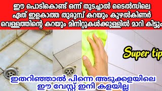 ചിലവൊട്ടുമില്ലാതെ ബാത്റൂമിലേയും ടൈൽസിലെയും എത്ര പഴകിയ കറയും തുരുമ്പും മാറ്റാംCleaning tip malayalam [upl. by Lonna]