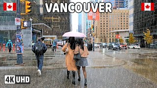 🇨🇦 【4K】⛈️⛈️⛈️ November 2024 Heavy Rain in Downtown Vancouver BC Canada Relaxing Walk [upl. by Meeharbi]