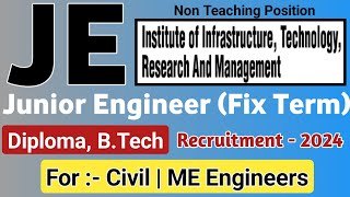 JE Recruitment 2024  Diploma BTech  Junior Engineer Vacancy 2024  JE Vacancy 2024 [upl. by Corsetti854]