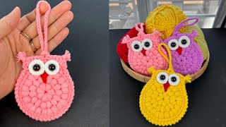 How to Crochet Owl Coin Pouch and Keychain [upl. by Einahc]