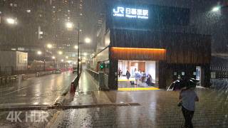 Heavy Rain Walk in Tokyo’s RecordBreaking Storm 4KHDR Video  Relaxing Natural City Ambience [upl. by Fontes]