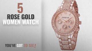 Top 10 Rose Gold Women Watch 2018 Fanmis Luxury Iced Out Pave Floating Crystal Quartz Calendar [upl. by Goodill]