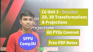 CG  Unit 3  2D 3D Transformations amp Projections  SPPU SE Comp amp AI  Oneshot [upl. by Eleinad]