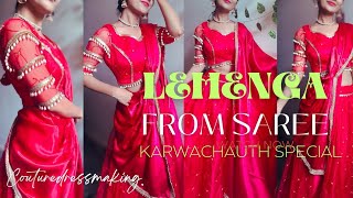 Karwachauth Lehenga from scratch lehenga from SareeDesigner Blousehandwork Couturedressmaking [upl. by Anaud]