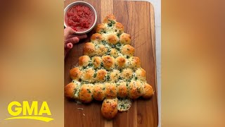 Watch these simple steps to make pullapart string cheese Christmas tree bread l GMA [upl. by Alarice]