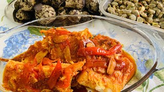 Almoço de Hoje …Bacalhau Frito com Molho de Vilão e Favas Escoadas como minha Mãe fazia Antigamente [upl. by Eelrihs]