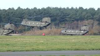 RAF Chinooks ZK555 and ZK562 lifting off from RAF Woodvale on 13112024 [upl. by Bamby]