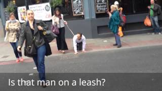 Man walked on a leash in Farringdon [upl. by Sussi181]