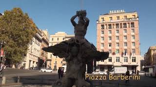 Quattro Fontane Piazza Barberini Via Veneto Rome november 2017 [upl. by Shih]