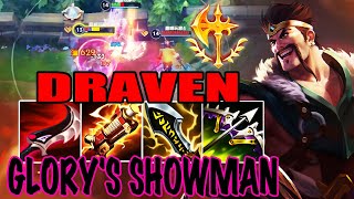 WILD RIFT DRAVEN ADC GAMEPLAY  GLORYS SHOWMAN  DRAVEN BUILD RUNES [upl. by Tobin]