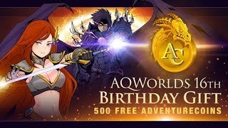 AQWorlds Free 500 ACs 16th Birthday Quest [upl. by Baiss372]